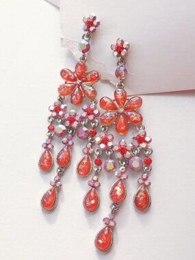 Retro So Good Coral Faux Opal Chandelier Earrings